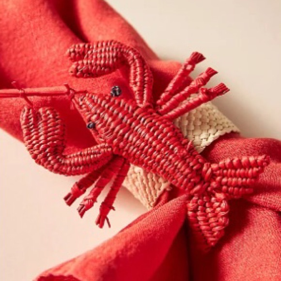 Anthropologie Lobster Handwoven Napkin Rings, Set of 4, NWT RARE - Picture 2 of 7